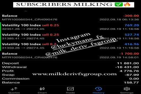 MILKDERIV - Deposit of $300 grown to $1,700 with just ONE SIGNAL ( picture was sent from our signal subscriber)